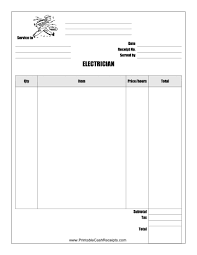 Electrician Receipt Electrician Services Home Repair Handyman