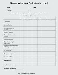 Weekly Behavior Chart For Middle School Students