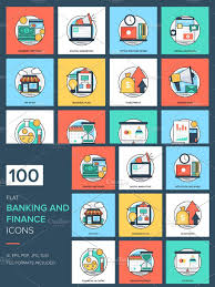100 Flat Banking And Finance Icons Finance Icons Banking Finance