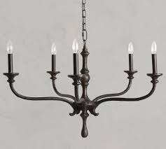 Compatible with mounting on slanted or sloped ceiling. Lockhart Forged Iron Chandelier Pottery Barn