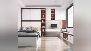 Wine rack, desks, dressers, drawers, entertainment units, futons Master Bedroom Design With Wardrobe Bed And Study Table Sg Maxhouzez