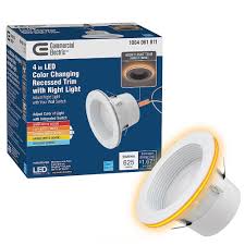 Commercial Electric 4 In Color Selectable Cct Integrated Led Recessed Light Trim With Night Light Feature 625 Lumens 10 5 Watt Dimmable 53805101 The Home Dep Can Lights Night Light Recessed Light Trim