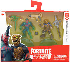 Battle royale 10 figure pack includes popular fortnite outfits recruit (jonesy), black knight, rust lord, the visitor, drift, dj yonder, ice king (gold), peely, rox, and eternal voyager. Amazon Com Fortnite Battle Royale Collection Battlehound Flytrap 2 Pack Of Action Figures Multicolor 2 Inch 63538 Toys Games