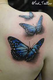 Realistic black and orange 3d butterfly tattoo on foot. Realistic Butterfly Tattoo Blue Novocom Top