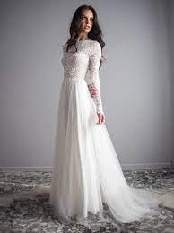 Long Sleeve Lace Wedding Dress With Silk Chiffon And Soft English Tulle Skirt Zoey Long Sleeve Wedding Dress Lace Indie Wedding Dress Boho Wedding Dress Lace