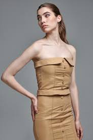 Abito senza spalline in pelle turchese evase cintura. Vestito Senza Spalline The Full D N A Collection Yarden Mitrani