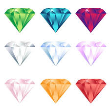 Colorful Cartoon Diamonds Icons Realistic Vector Set Vector Art Illustration Diamond Illustration Diamond Drawing Diamond Icon