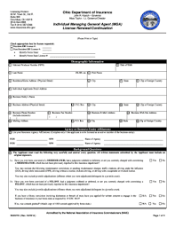 Renewing an insurance license in your state, or other states in which you may have interest in doing business is not difficult, if you know what to expect, and can fulfill the requirements. Fillable Online Insurance Ohio Ins3258 Individual Managing General Agent Mga License Renewal Continuation Insurance Ohio Fax Email Print Pdffiller