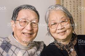 An Asian Senior Couple Two Happy Smiling Cheerful Chinese Retired Grandparents Couples Grandparents Day