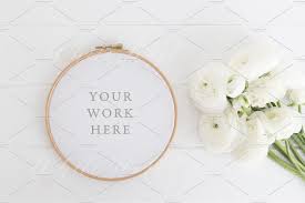 Floral Embroidery Hoop Mock Up Tutorial Video Watch Free Mockup Mockup Design Embroidery Hoop