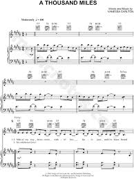 Vanessa Carlton A Thousand Miles Sheet Music In B Major Transposable Download Print Sheet Music Vanessa Carlton Carlton