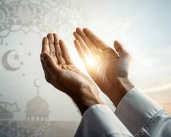 Islamic supplications and duaa background with glowing light and Quran text، من إنشاء الذكاء الاصطناعي