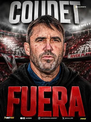 💣 COUDET FUERA DE RIVER PLATE 🚨 Luego de quedar eliminado de Copa Sudamericana ante Santa Fe, Eduardo Coudet renunció a su cargo. 📊 Dirigió 27 partidos, ganó 13, Empató 6 y