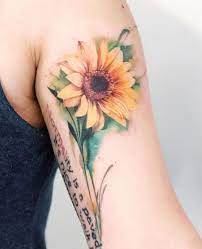 Watercolor Sunflower Tattoo Tattoo Artist Shirley Liang Sunflower Tattoos Sunflower Tattoo Sunflower Tattoo Shoulder