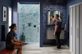 Shower curtains can make your bathroom look smaller and darker than it is. Glass Shower Door Vs Shower Curtain Lux The Kohler Luxstone Blog