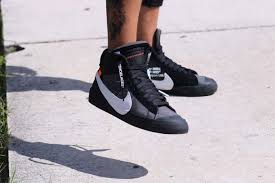 Off White Air Force 1 Black On Feet An On Foot Look At The Off White X Nike Blazer Grim Reaper Nike Blazer Nike Nike Shoes Jordans