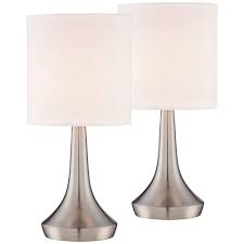 360 Lighting Modern Small Accent Table Lamps 13 High Set Of 2 Touch On Off Brushed Steel White Drum Shade For Bedroom Bedside Office Walmart Com In 2020 Touch Table Lamps