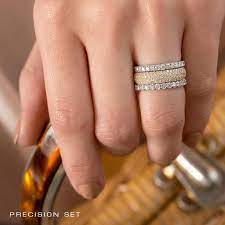 Love Stacks Up Beautifully Precision Set Hand Set Weddingbands Represent Your Love Precisionset Jewe Wedding Bands Diamond Wedding Bands Precision Set