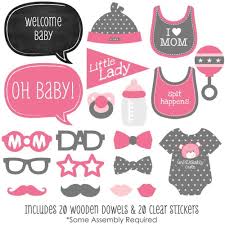 Baby Girl 20 Pc Photo Booth Props Kit For Shower First Birthday Or Ded Baby Shower Photo Booth Props Baby Shower Photo Booth Baby Shower Photos