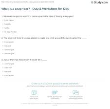 Leap year quiz 1) how many days are there in a leap year? What Is A Leap Year Quiz Worksheet For Kids Study Com