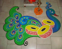 30 Beautiful Peacock Rangoli Designs Latest Collection 2020 In 2020 Easy Rangoli Designs Diwali Rangoli Designs Diwali Colorful Rangoli Designs