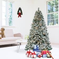 Ubesgoo 6ft Pre Lit Flocked Christmas Tree With Sturdy Metal Stand Walmart Com Christmas Tree Without Lights Flocked Artificial Christmas Trees Pre Lit Christmas Tree