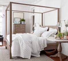 On Sale Pottery Barn Farmhouse Canopy Bed Gorgeous With The White Bedding And Simple Dec Farmhouse Canopy Beds Farmhouse Bedroom Furniture Home Decor Bedroom