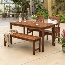 Classic Dark Brown Acacia Wood 4 Piece Patio Dining Pier 1 Outdoor Dining Set Patio Dining Set Patio Dining