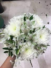 White Cremon Mums White Alstroemerias Excellence Baby S Breath Hand Tied Bouquet Bridesmaid Bouquet Pro Alstroemeria Bouquet Prom Bouquet Wedding Bouquets