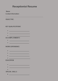 Enjoy our selection of top resume templates. Blank Receptionist Resume Template Free Word Templates