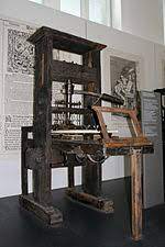 A replica from gutenberg's press. Printing Press Wikipedia