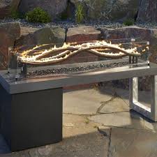 Finally, once your outdoor natural gas fire pit is installed, be sure to keep a fire extinguisher or water source nearby whenever it's lit—properly maintained fire pits are generally quite safe, but it never hurts to be extra cautious. The Outdoor Greatroom Company Wave Gas Fire Pit Table Just Grillin Outdoor Living