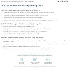 Quiz Worksheet What Is Illegal Immigration Study Com
