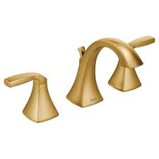 As the #1 faucet brand in north america, moen offers a diverse selection of thoughtfully designed kitchen and bath faucets, showerheads, accessories, bath safety products, garbage disposals and kitchen sinks for residential and commercial applications each delivering the best possible combination of meaningful innovation, useful features, and lasting value. Moen Voss Brushed Gold 2 Handle 8 In Widespread Watersense Bathroom Sink Faucet With Drain In The Bathroom Sink Faucets Department At Lowes Com