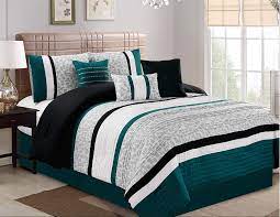 For comfort and a chic design, the teaganfor comfort and a chic design, the teagan bedding collection is the perfect fit. Hgmart Bedding Comforter Set 7 Piece Luxury Striped Microfiber Bedding Sets Oversized Bedroom Comforters California King Teal Walmart Com Walmart Com