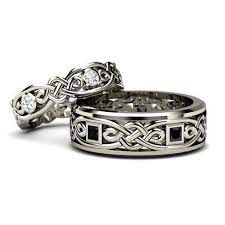 925 Sterling Silver Celtic Couple Rings For His And Her Pretty Engagement Rings Celtic Wedding Rings Wedding Rings