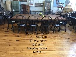 Rustic Farm Table Shown With 10 Warren Chair Works Hand Made Black Windsor Chairs Priced Separately The Table Has A Rustic Farm Table Farm Table Windsor Chair
