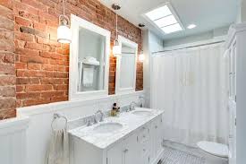 Brick Bathroom Floor Brick Bathroom With White Shower Curtain Bathroom Traditional And Traditio Brick Bathroom White Bathroom Designs Gorgeous Bathroom Designs
