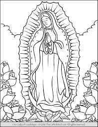 Using the blackline master above, make copies of the image of our lady of guadalupe for the children to color. Our Lady Of Guadalupe Coloring Page Thecatholickid Com