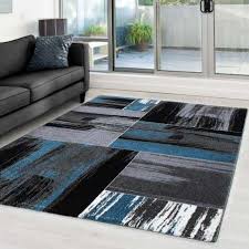 Legen sie ihn mit der oberseite auf ein baumwolltuch, um ihn dann mit flacher hand auszuklopfen. Teppich Modern Designer Abstract Karo Muster Meliert Schwarz Grau Turkis Weiss Grosse 80x150 Cm