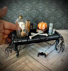 See more ideas about halloween, halloween coffee, coffee. Dollhouse Coffee Table Halloween Miniature Furniture And Etsy Halloween Miniatures Halloween Furniture Dollhouse Halloween