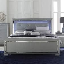 Lenox upholstered glam bedroom set by avalon furniture | home gallery stores. Allura Panel Bed W Lighting Silver By Homelegance Furniturepick