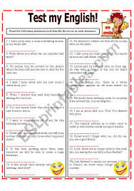This worksheet gives learners the chance to practice their grammar by looking for grammatical mistakes in all the sentences and then att. Test My English Error Correction Esl Worksheet By Domnitza