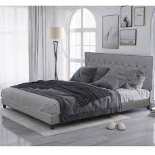 A tufted faux leather bed enhances the looks of your bedroom. King Bed Frame Upholstered Platform Bed With Headboard Box Spring Needed King Size Gray Buy Online In India At Desertcart In Productid 169651333
