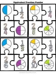 Free Math Center Equivalent Fraction Puzzles Free Math Centers Free Math Equivalent Fractions