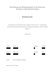 Entwicklung eines Reifegradmodells zur Evaluation der Akzeptanz mobiler  Bezahlverfahren Bachelorarbeit