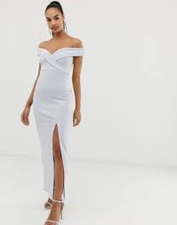 Club L Bridesmaid Bardot Detail Maxi Dress Maxi Bridesmaid Dresses Shop Maxi Dresses Maxi Dress Blue