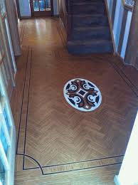 Amtico Herringbone Pattern With Mc5 Oval Motif Art Deco Border Luxury Vinyl Flooring Amtico Flooring Luxury Vinyl Tile