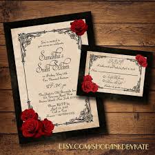 Vintage Black And Red Romantic Rose Quinceanera Or Wedding Invitation Red Wedding Invitations Black Wedding Invitations Etsy Wedding Invitations