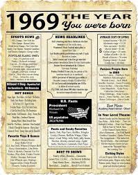 1969 Year You Were Born Newspaper Style Poster Born In 1969 Printable 50th Birthday Sign File B Moms 50th Birthday Birthday Gif Birthday Sign